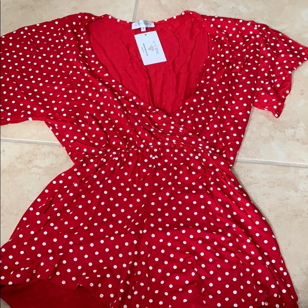Polka dot red romper